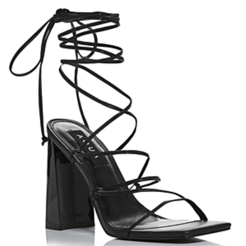 127) Aqua Women's Leah Ankle Tie High Heel Sandals Size 7